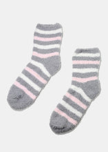 Load image into Gallery viewer, Fuzzy Striped Crew Socks
