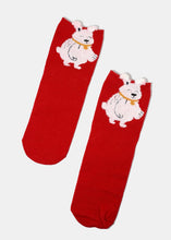 Load image into Gallery viewer, Red Christmas Theme Socks
