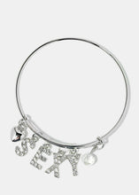 Load image into Gallery viewer, "SEXY" Rhinestone Charm Bangle Bracelet
