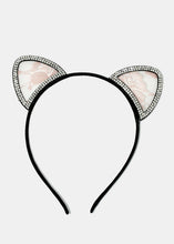 Load image into Gallery viewer, Rhinestone &amp; Lace Cat Ear Headband
