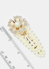 Load image into Gallery viewer, 3-Piece Rhinestone Flower &amp; Pearl Open Hair Pins
