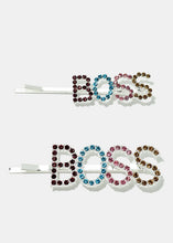Load image into Gallery viewer, 2 Piece Multicolored "BOSS" Hair Pins
