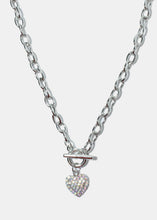 Load image into Gallery viewer, Rhinestone Heart Pendant Thick Chain Necklace
