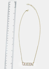 Load image into Gallery viewer, Rhinestone "QUEEN" Pendant Necklace
